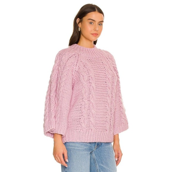 For Love & Lemons Andie Oversized Sweater in Light Pink Size XS NWT - Picture 2 of 12